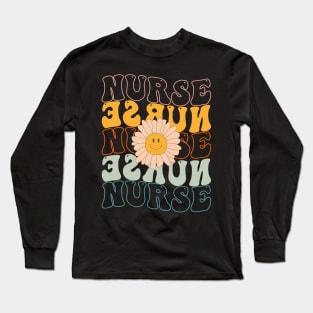 Retro Groovy Nurse Life For Women Nursing For Nurses Week Long Sleeve T-Shirt